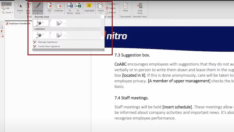 Cách ký trên file pdf bằng Nitro PDF Pro
