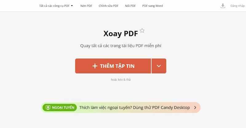 Cách xoay trang trong PDF sử dụng PDF candy