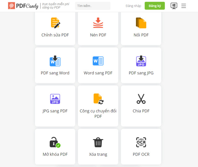 Chỉnh sửa PDF với PDF Candy