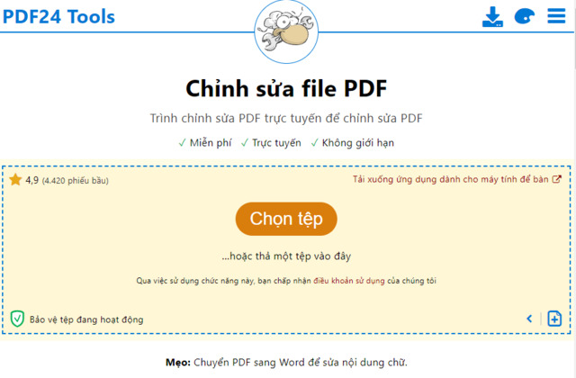 Chỉnh sửa PDF với PDF24 Tools