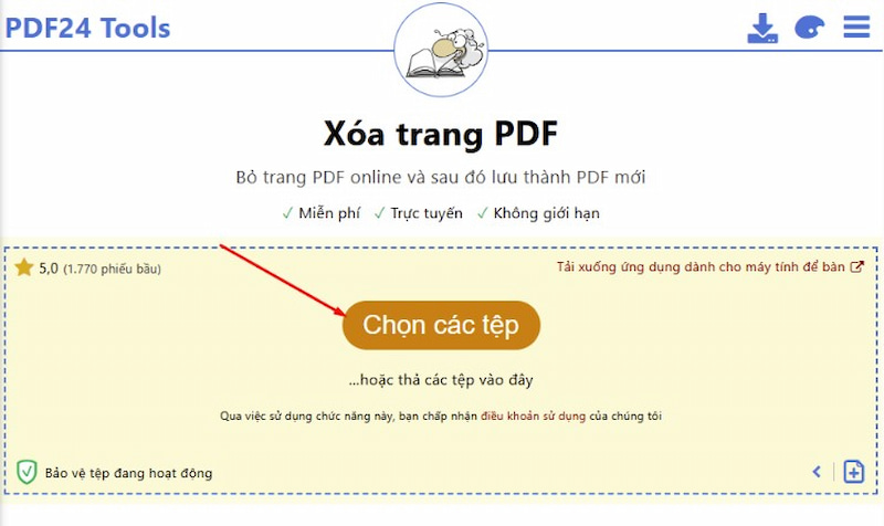 Chọn các tệp hoặc thả tệp PDF
