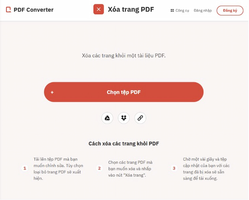 Chọn tệp PDF muốn xóa trang