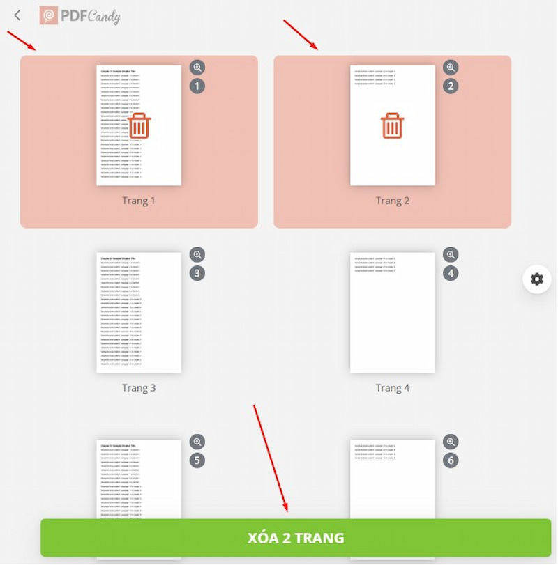 Chọn và xóa trang PDF