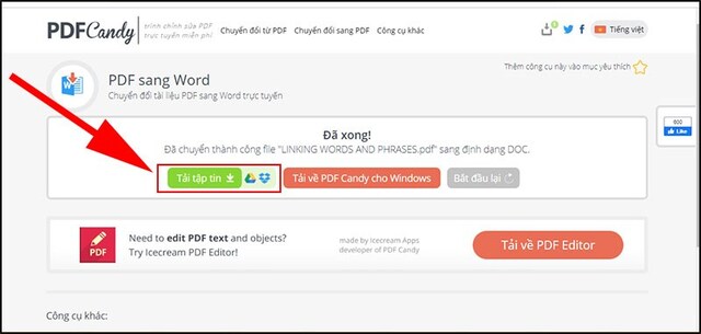 tải pdf sang word bằng pde candy