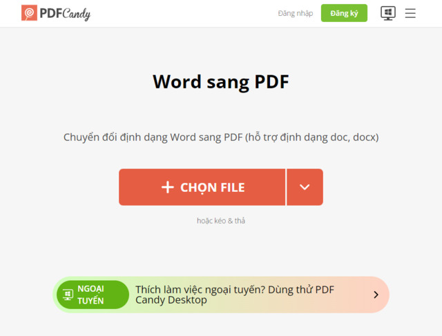 chuyển word sang pdf bằng pdf candy 