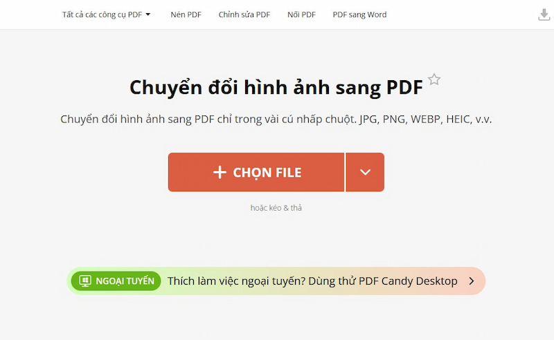 Chuyển file ảnh thành PDF bằng PDF Candy trực tuyến