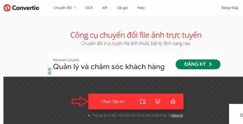 Chuyển jpg sang word bằng Convertio.co
