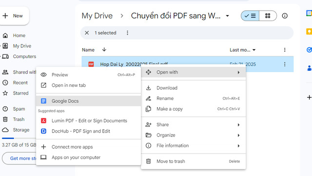 mở file pdf sang word google tài liệu