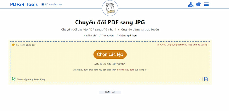 Chuyển PDF thành ảnh bằng PDF24 Tools