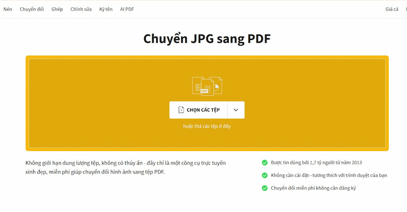 Chuyển từ ảnh sang PDF sử dụng SmallPDF đơn giản