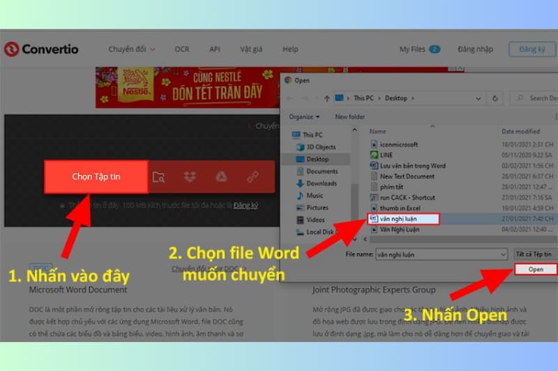 Chuyển từ word sang ảnh nhờ Convertio