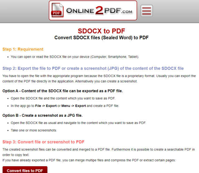 chuyển word sang pdf bằng Online2PDF