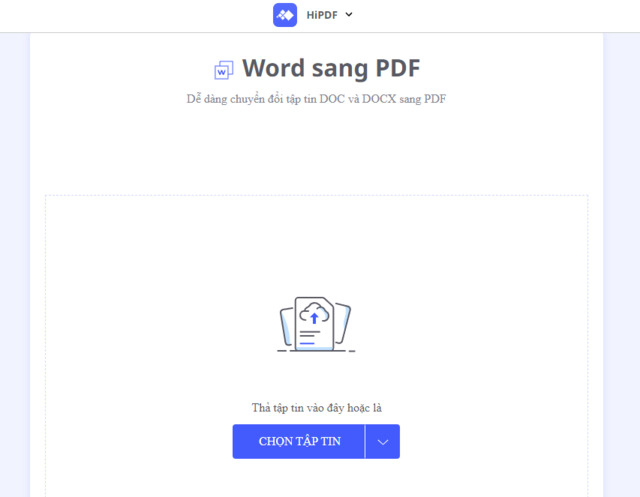 chuyển word sang pdf bằng HiPDF