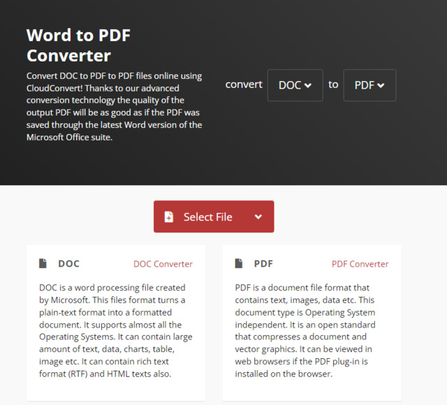 chuyển word sang pdf bằng cloudconvert