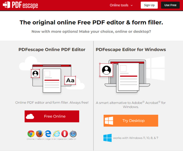 Chỉnh sửa PDF với PDFescape