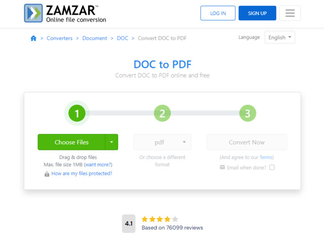 chuyển word sang pdf bằng zamzar