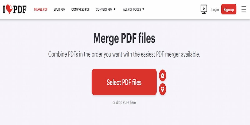 Gộp file PDF bằng ilovepdf.com