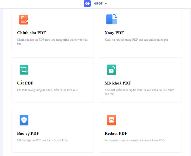 Chỉnh sửa PDF với hipdf