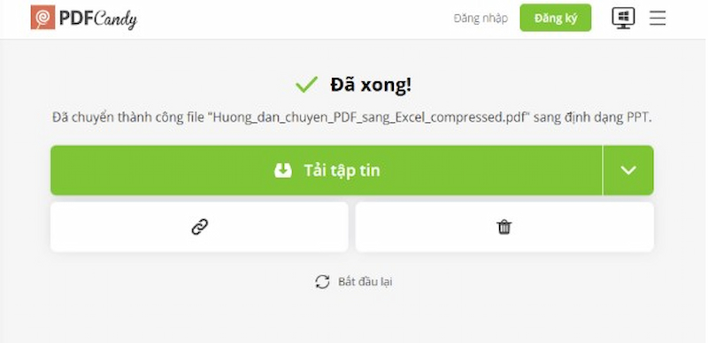 Nhấn “Tải tập tin đã chuyển pdf sang ppt” về máy