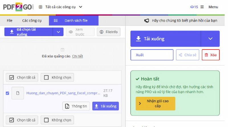 Nhấn “Tải xuống file đã chuyển từ pdf sang ppt”