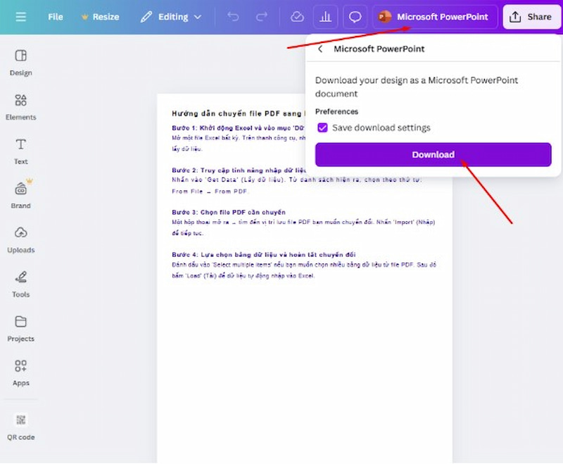 Nhấn vào “Microsoft PowerPoint” và “Download”