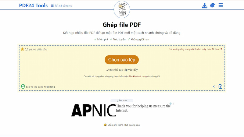 Nối file PDF online bằng PDF24 Tools