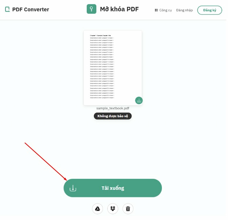 Sau khi hoàn tất tải xuống PDF đã được mở khóa
