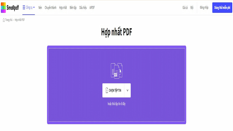 Ghép file PDF với công cụ Smallpdf.com