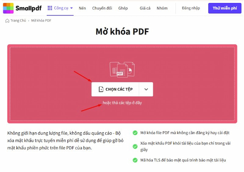 Tải file PDF mà bạn muốn mở khóa file PDF